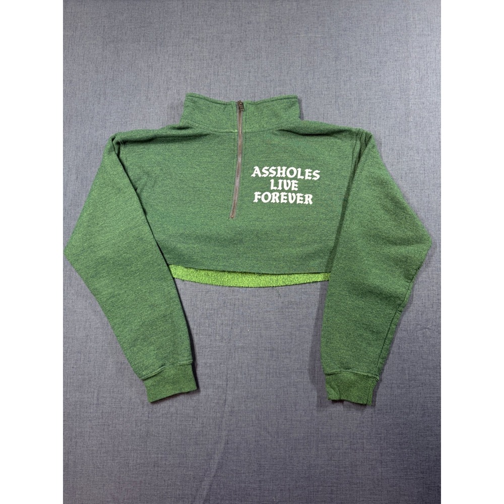 ALF Green Cropped Quarter Zip Sweatshirt Small Streetwear Graphic